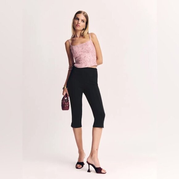 NEW Reformation Hattie Linen Top in Rosin Pink Floral | size 0 - Picture 2 of 12